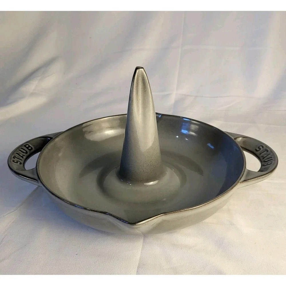 Staub Enameled Cast Iron Vertical Chicken Roaster - Graphite Grey Made In France